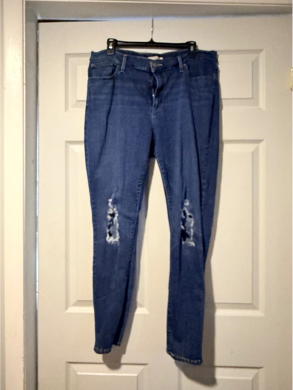 Levi's 711 Skinny Jeans Size 18W Distressed Blue Denim